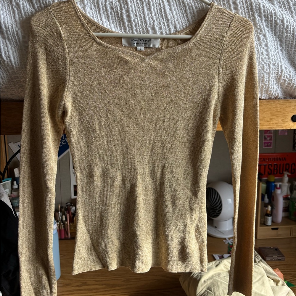 Gold silk shiny top